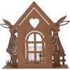 Clayre & Eef 6Y5786 Porte-bougie à chauffe-plat Maison avec lapin Marron 26x9x26 cm