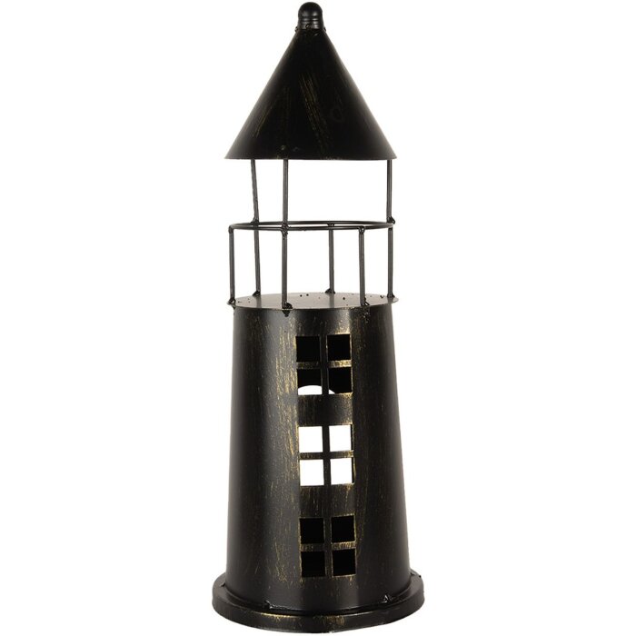 Clayre & Eef 6Y5790 Déco Phare Noir Ø16x45 cm Métal Style Campagne