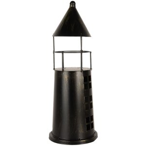 Clayre & Eef 6Y5790 Déco Phare Noir Ø16x45 cm Métal Style Campagne
