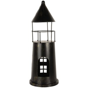 Clayre & Eef 6Y5790 Déco Phare Noir Ø16x45 cm Métal Style Campagne
