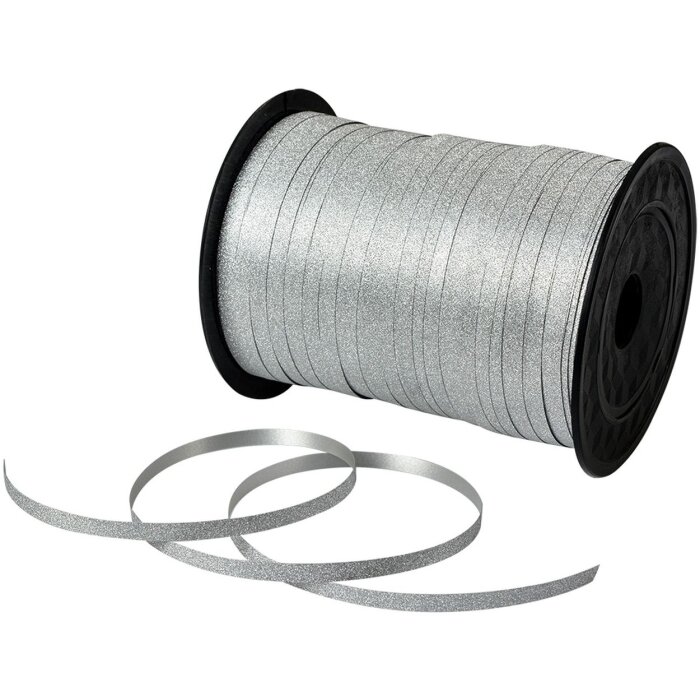 Clayre & Eef LI0148 Ruban Cadeau Argenté 0,5cm x 228m Effet Paillettes
