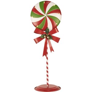 Clayre & Eef 6Y5635 Décoration Lollipop LED 36x29x100 cm Métal Rouge Vert