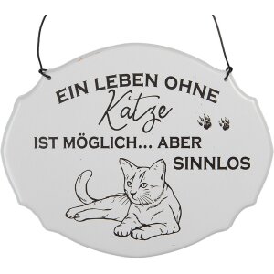 Clayre & Eef 6Y5685 Plaque de texte Une vie sans chat...