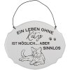 Clayre & Eef 6Y5685 Plaque de texte Une vie sans chat est possible Blanc 18x15 cm