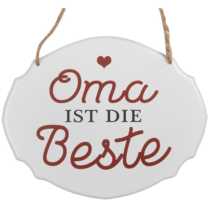 Clayre & Eef 6Y5686 Plaque de texte Grand-mère est la meilleure Blanc Rouge 18x1x15 cm Fer