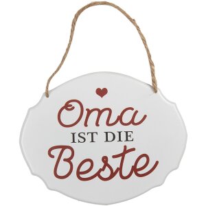 Clayre & Eef 6Y5686 Plaque de texte Grand-mère est la meilleure Blanc Rouge 18x1x15 cm Fer