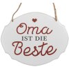 Clayre & Eef 6Y5686 Plaque de texte Grand-mère est la meilleure Blanc Rouge 18x1x15 cm Fer