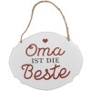 Clayre & Eef 6Y5686 Plaque de texte Grand-mère est la meilleure Blanc Rouge 18x1x15 cm Fer