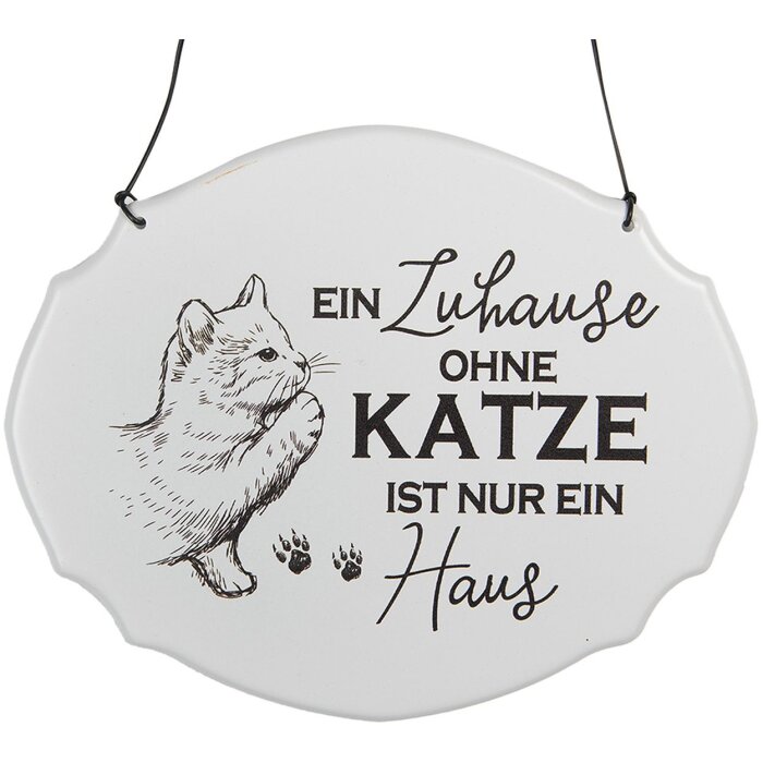 Clayre & Eef 6Y5688 Plaque de texte Une maison sans chat nest quune maison 18x15cm
