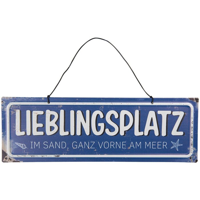 Clayre & Eef 6Y5690 Plaque de texte Lieu préféré Maritim Bleu Blanc 30x1x10 cm