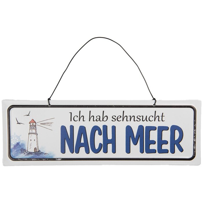 Clayre & Eef 6Y5692 Plaque de texte Jai la nostalgie de la mer 30x1x10cm blanc bleu
