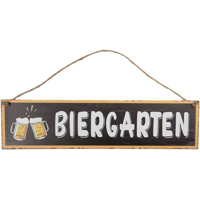 Clayre & Eef 6Y5693 Plaque de texte Biergarten brun blanc 40x1x10 cm Fer vintage