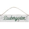 Clayre & Eef Plaque de texte Jardin magique Décoration de jardin Métal blanc 40x1x10 cm