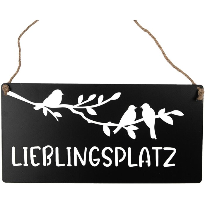 Clayre & Eef 6Y5697 Plaque de texte Lieu préféré noir blanc 30x1x15 cm fer