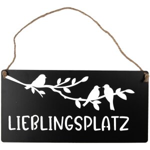 Clayre & Eef 6Y5697 Plaque de texte Lieu préféré noir blanc 30x1x15 cm fer