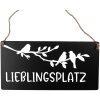 Clayre & Eef 6Y5697 Plaque de texte Lieu préféré noir blanc 30x1x15 cm fer