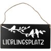 Clayre & Eef 6Y5697 Plaque de texte Lieu préféré noir blanc 30x1x15 cm fer