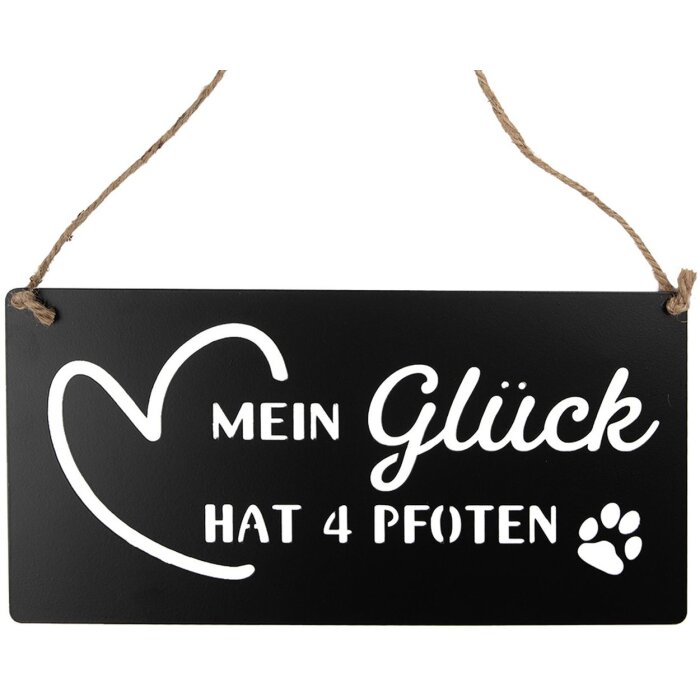 Clayre & Eef 6Y5698 Plaque de texte Mon bonheur a 4 pattes noir 30x1x15 cm