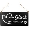 Clayre & Eef 6Y5698 Plaque de texte Mon bonheur a 4 pattes noir 30x1x15 cm