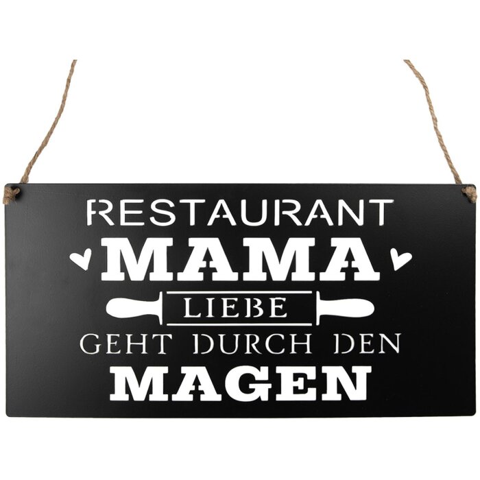 Clayre & Eef 6Y5699 Plaque de texte Lamour passe par lestomac Noir 40x1x20 cm