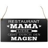 Clayre & Eef 6Y5699 Plaque de texte Lamour passe par lestomac Noir 40x1x20 cm