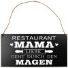 Clayre & Eef 6Y5699 Plaque de texte Lamour passe par lestomac Noir 40x1x20 cm
