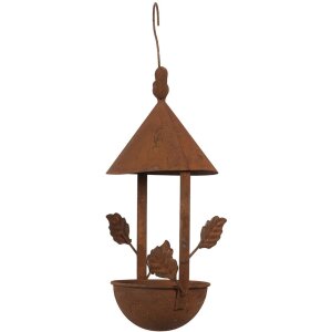 Clayre & Eef 6Y5795 Bain doiseaux suspendu brun métal 15x14x42 cm style antique