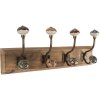 Clayre & Eef 6H2393 Portemanteau mural bois fer brun antique 45x11x18 cm