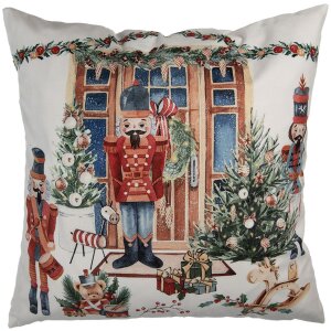 Clayre & Eef KT021.403 Housse de coussin 45x45 cm Blanc Rouge Vert Campagne Noël