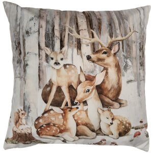 Clayre & Eef KT021.404 Housse de coussin 45x45cm cerf...