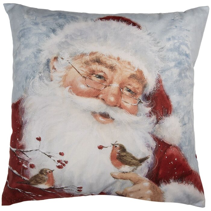 Clayre & Eef KT021.406 Housse de coussin Design Noël Gris Rouge 45x45 cm