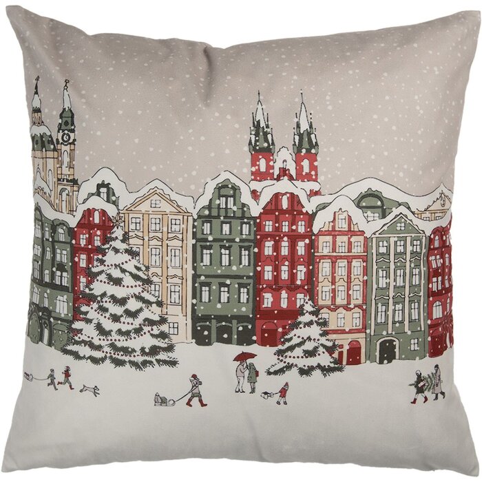 Clayre & Eef KT021.409 Housse de coussin Motif hiver Beige 45x45 cm