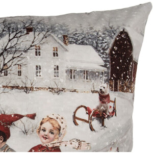 Clayre & Eef KT021.410 Housse de coussin Gris Rouge...