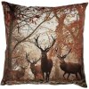 Clayre & Eef Housse de coussin motif cerf brun orange 45x45 cm style campagnard