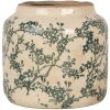 Clayre & Eef Pot de fleurs Beige-Vert Ø16x15cm Céramique style campagnard Vintage