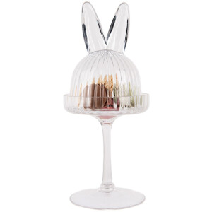 Clayre & Eef 6GL4929 Cloche en verre en forme de lapin Ø 12x29 cm Transparent Décoration