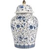 Clayre & Eef 6CE2136 Pot décoratif avec couvercle Blanc-Bleu Ø 12x21 cm