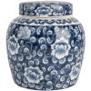Clayre & Eef 6CE2138 Décoration Pot avec couvercle bleu-blanc Ø 13x13 cm