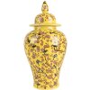 Clayre & Eef 6CE2140 Pot décoratif avec couvercle jaune Cerisier en fleurs Ø11x22 cm