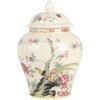 Clayre & Eef 6CE2141 Pot décoratif avec couvercle Céramique Beige Rose Ø 12x18 cm