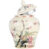 Clayre & Eef 6CE2141 Pot décoratif avec couvercle Céramique Beige Rose Ø 12x18 cm