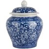 Clayre & Eef 6CE2142 Pot décoratif avec couvercle Bleu Blanc Ø 9x12 cm