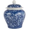 Clayre & Eef 6CE2142 Pot décoratif avec couvercle Bleu Blanc Ø 9x12 cm