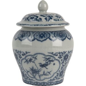 Clayre & Eef 6CE2143 Décoration Pot avec couvercle Céramique Gris Bleu Ø 9x13 cm