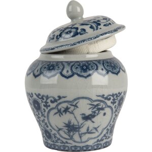 Clayre & Eef 6CE2143 Décoration Pot avec couvercle Céramique Gris Bleu Ø 9x13 cm