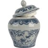 Clayre & Eef 6CE2143 Décoration Pot avec couvercle Céramique Gris Bleu Ø 9x13 cm