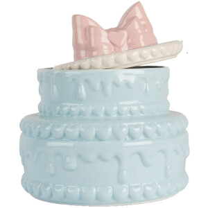 Clayre & Eef 6CE2146 Décoration Pot avec couvercle Céramique Bleu Rose Ø 13x15 cm
