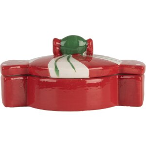 Clayre & Eef 6CE2148 Pot à provisions avec couvercle Céramique rouge 14x10x8 cm style rustique