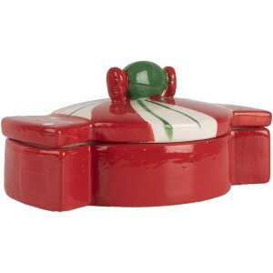 Clayre & Eef 6CE2148 Pot à provisions avec couvercle Céramique rouge 14x10x8 cm style rustique