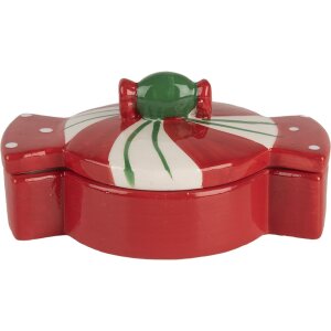 Clayre & Eef 6CE2148 Pot à provisions avec couvercle Céramique rouge 14x10x8 cm style rustique